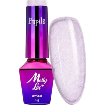 Přípravek na nehty Hybridní lak na nehty MOLLYLAC 5g Pupils Melange Růžový s částečkami Č. 260
