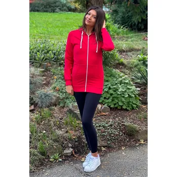 Těhotenská mikina Mama L’amour Těhotenská mikina 2v1 Rafie malinová bavlněná Velikost: S