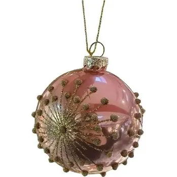 Vánoční dekorace HIGHLIFE Vánoční ozdoba - Koule růžová s paprsky