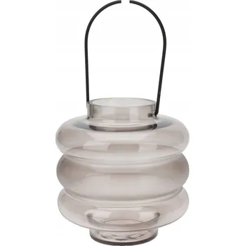 Obraz ZAHRADNÍ SKLENĚNÝ LANTERN NA SVÍČKU FIALOVÝ S DRŽADLEM 20 cm