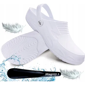 Pracovní obuv Pracovní obuv pantofle Magros Dřeváky Bílé Polské Ultra Lehké Měkké EVA CE velikost 41