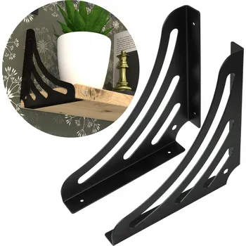 police Moderní konzole / držáky pro dřevěné police FLEX 200 x 200 černé podpěry sada