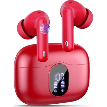 Sluchátka Bluetooth 5.3 sluchátka do uší Btootos A90 Pro Červená s LED displejem