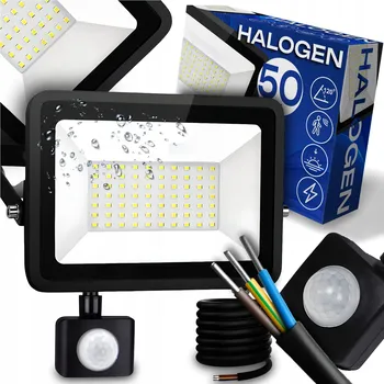 LED reflektor MAXSELL 50 W černý, studená bílá 4000 lm IP66 s pohybovým senzorem