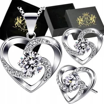 Přívěsek Srdce Sada Dárek k Narozeninám Kompletní Stříbro