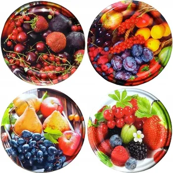 Víčko na zavařovací sklenici Šroubovací Víčka uzávěru víčka na sklenice 66 mm, 4 úchytky, 10 ks, vzor ovoce