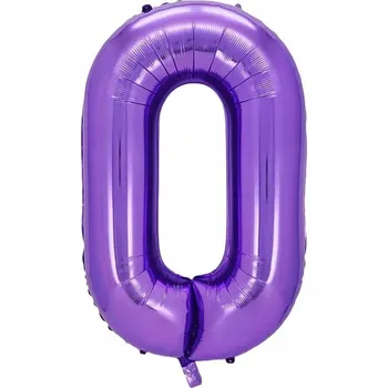 Balónek FIALOVÝ Fóliový Balón 100cm NAROZENINY FIALOVÁ ČÍSLICE 0