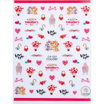 Samolepky na Zdobení Nehtů Samolepící Tenké Valentýnské CA-233