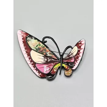 Brož Motýl růžový - brož