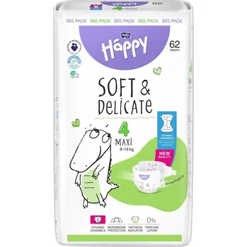 jednorázová plena Bella Baby Happy Soft & Delicate jednorázové dětské plenky maxi 8–14 kg (velikost 4)