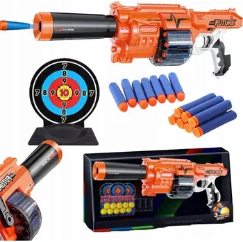 Dětská zbraň HRAČKOVÝ REVOLVER PRO CHLAPCE 3+ PRO KAŽDOU PŘÍLEŽITOST S TERČEM - KVALITNÍ HRAČKA