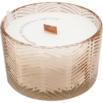 Svíčka Vonná svíčka ve skle Santalové dřevo, 13 x 8 cm, 850 g, světle hnědá