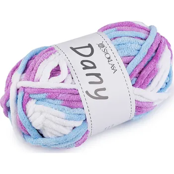 Příze Pletací žinylková příze Dany 100 g Varianta: 2 fialová sv. modrá světlá, Balení: 1 ks