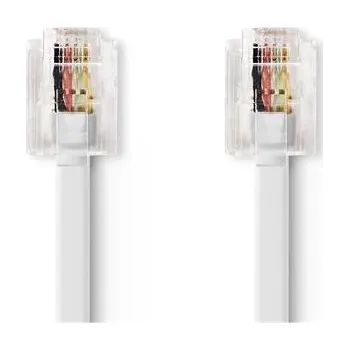 Anténní kabel Nedis TCGL90200WT20 - Telefonní Kabel | RJ11 Zástrčka - RJ11 Zástrčka | Plochý | 2 m | Bílá TCGL90200WT20