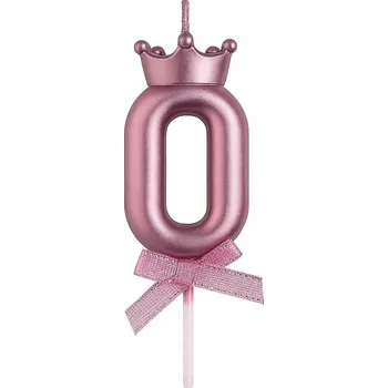 Dortová svíčka ČÍSLICE 0 svíčka růžové zlato - narozeninové na dort svíčky 6cm