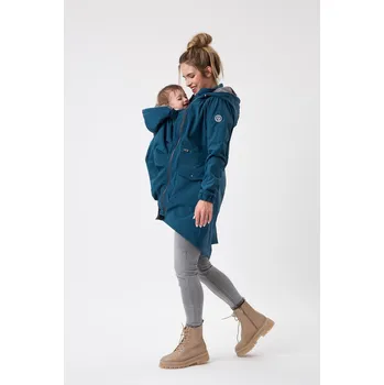 Těhotenská a nosící softshellová parka/ kabát 5v1, Petrol