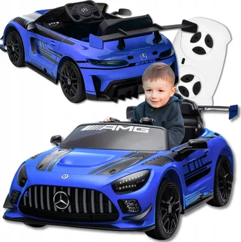 Dětské elektrovozidlo Mercedes GT3 AMG Na AKUMULÁTOR Autíčko PRO DĚTI Modré KŮŽE EVA DÁLKOVÉ OVLÁDÁNÍ