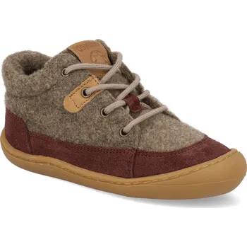 Dětská sportovní obuv Barefoot dětské kotníkové boty Develab - Firststep Sft Shoe Laces Burgundy vínové Velikost: 23