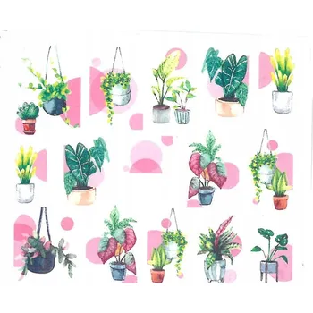 Samolepky na nehty – vodolepky, barevné rostliny, vzor BN-1763