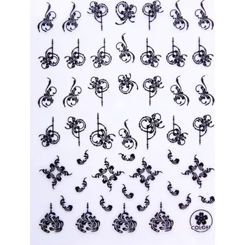 Samolepky na nehty – zdobení, samolepicí vzory, ornamenty černé CB-176