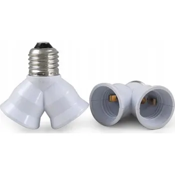 Objímka na žárovku ELEKTRO E27 rozdvojka / adaptér pro 2 žárovky E27, bílá