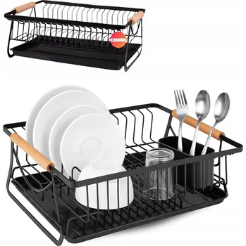 Odkapávač na nádobí ODKAPÁVAČ NA NÁDOBÍ ČERNÝ stojící odkapávač na nádobí, talíře a příbory