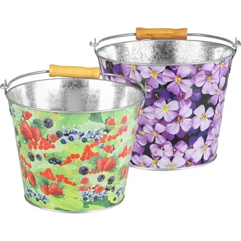 kbelík Doplňkový sortiment Vědro kovové potisk květy, ovoce mix vzorů, 5l