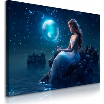 Obraz OBRAZ DO LOŽNICE ŽENA SIRÉNA V NOCI MOTÝLI ABSTRAKCE DO OBÝVÁKU 120x80