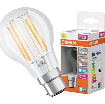 Žárovka LED žárovka A60 B22d 11W (ekvivalent 100W) 1521lm 6500K Studená bílá 300° Stmívatelná Filamentová