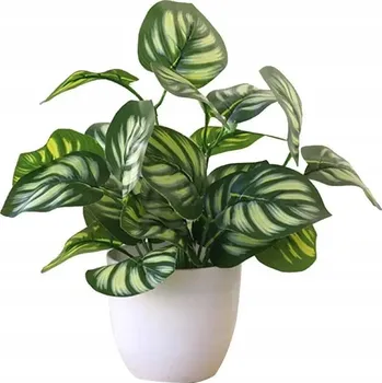 umělá květina Umělý Květ Květina v Bílém Květináči Zelená Rostlina Listy 2B