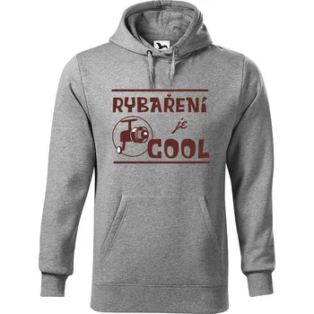 Pánská mikina DOBRÝ TRIKO Pánská mikina s potiskem Rybaření je cool Velikost pánské mikiny: 4XL, Barva: Tmavě šedý melír