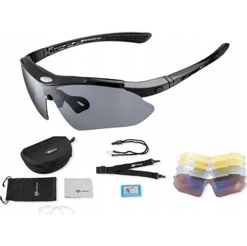 Sluneční brýle ROCKBROS cyklistické brýle s polarizací + pouzdro + 4 skla, černé obroučky