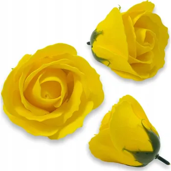 umělá květina Žlutá mýdlová růže, mýdlové květy do flowerboxů, kvítky růží z mýdla