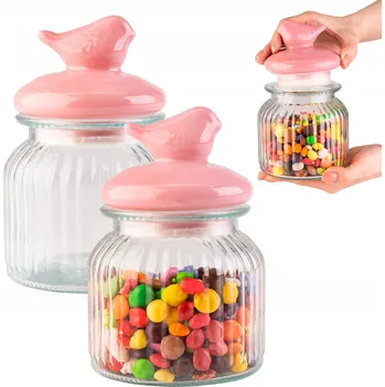 Dóza na potraviny SKLENĚNÁ DÓZA NA POTRAVINY 700 ML S KERAMICKÝM VÍKEM A VZOREM PTÁKA