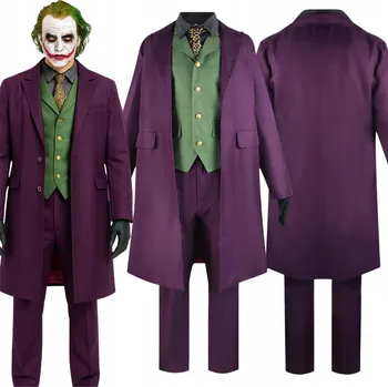 Karnevalový kostým KOSTÝM JOKER KLAUN KOSTÝM BATMAN PŘEVLEK COSPLAY HALLOWEEN SET 6 DÍLKŮ