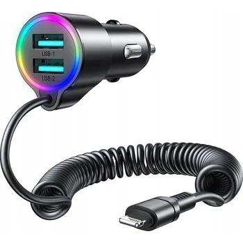 Datový kabel Automobilová Joyroom JR-CL25, 2x USB + Lightning kabel (černá)