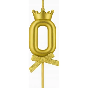 Dortová svíčka Svíčka ČÍSLICE 0 zlatá - svíčky na dort narozeninové číslice 6 cm