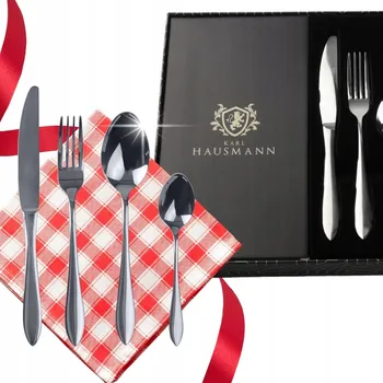 Příbor Sada příborů pro 6 osob LESKLÉ - STŘÍBRNÉ 24 kusů DÁREK