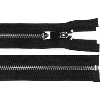 Kovový zip No 5 délka 75 cm s ozdobným jezdcem Balení: 1 ks, Varianta: 1 černá stříbrná - 8596475685429