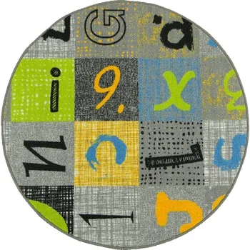 Koberec Průměr 150 cm KULATÝ ŠEDÝ KOBEREC PRO DĚTI PÍSMENKA