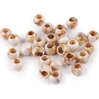 Korálek Plastové korálky s velkým průvlekem imitující mramor 10x12 mm Varianta: béžovobílá, Balení: 20 g