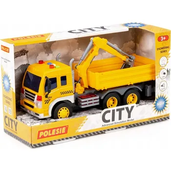autíčko Městské auto s demoliční koulí a bagrem, interaktivní, světlo a zvuk POLESIE