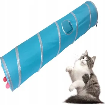 Hračka pro kočku DLOUHÝ TUNEL NA HRANÍ PRO KOČKY, FRETKU, KRÁLÍKA S MÍČKEM A OTVOREM 120 CM