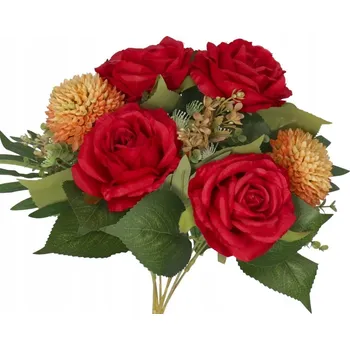 umělá květina RŮŽE V KYTICI UMĚLÉ KVĚTINY JAKO ŽIVÉ 41 CM VELKÁ KYTICE HUSTÁ