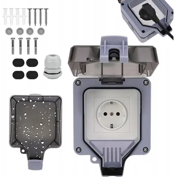 Elektrická zásuvka VENKOVNÍ ELEKTRICKÁ ZÁSUVKA ZAHRADNÍ VODOTĚSNÁ S KOLÍKEM IP66