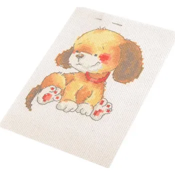 Textilie Dětské vyšívání, malé, 6 bílá pejsek