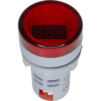 DIGITÁLNÍ PANELOVÝ VOLTMETR KULATÝ AC 60 - 500V KONTROLKA AC červená