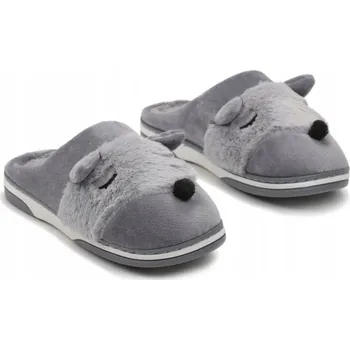 Dámské pantofle Dámské pantofle Bamboše s liščí kožešinou šedé, teplé měkké Pantofle 36/37