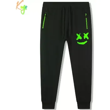 Dětská móda Chlapecké tepláky Kugo FT7053 černé / zelená aplikace