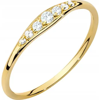 Prsten ZLATÝ JEMNÝ PRSTÝNEK Au 585 14k s Bílými Zirkony vel. 12